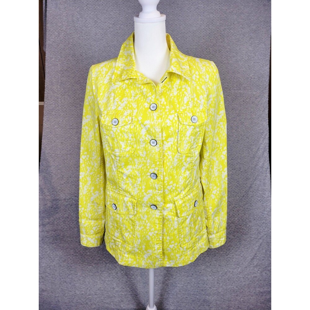 NWT CAbi Field Jacket Daisy Spring Yellow Floral #5160 Womens Small Stretch